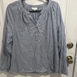 J. Jill Navy and White Striped Blouse